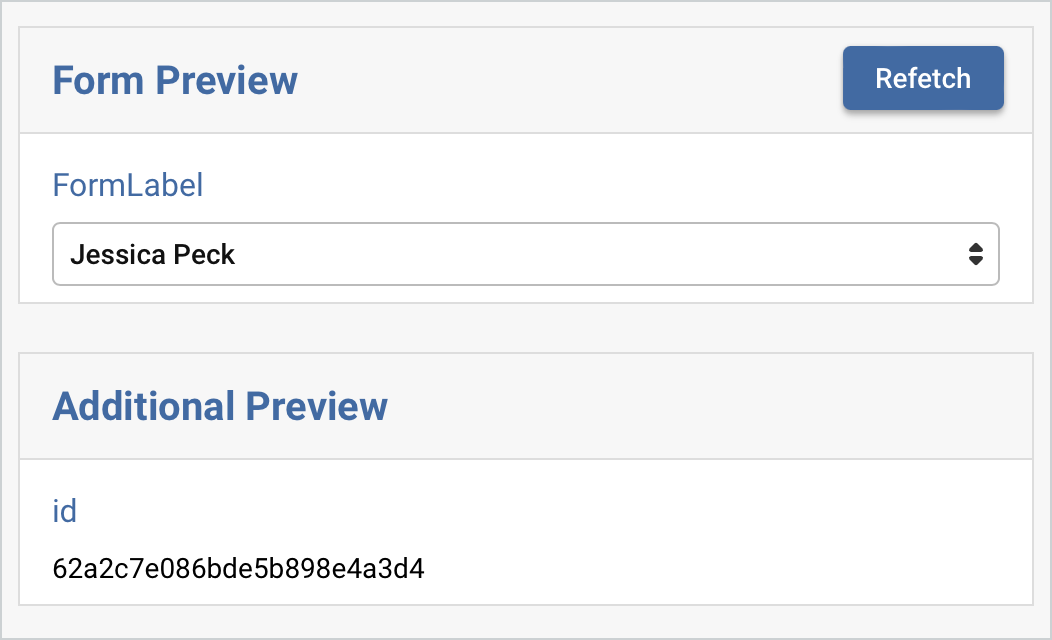 Screenshot of a user selection