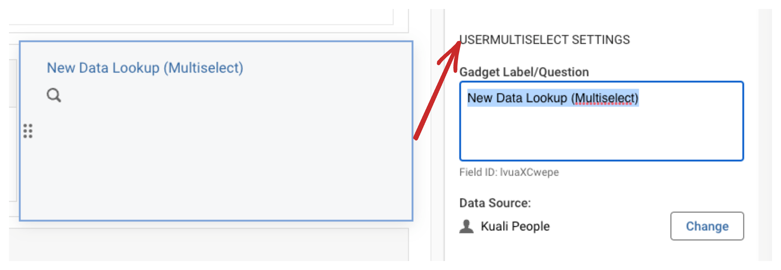 Screenshot showing a new datalookup