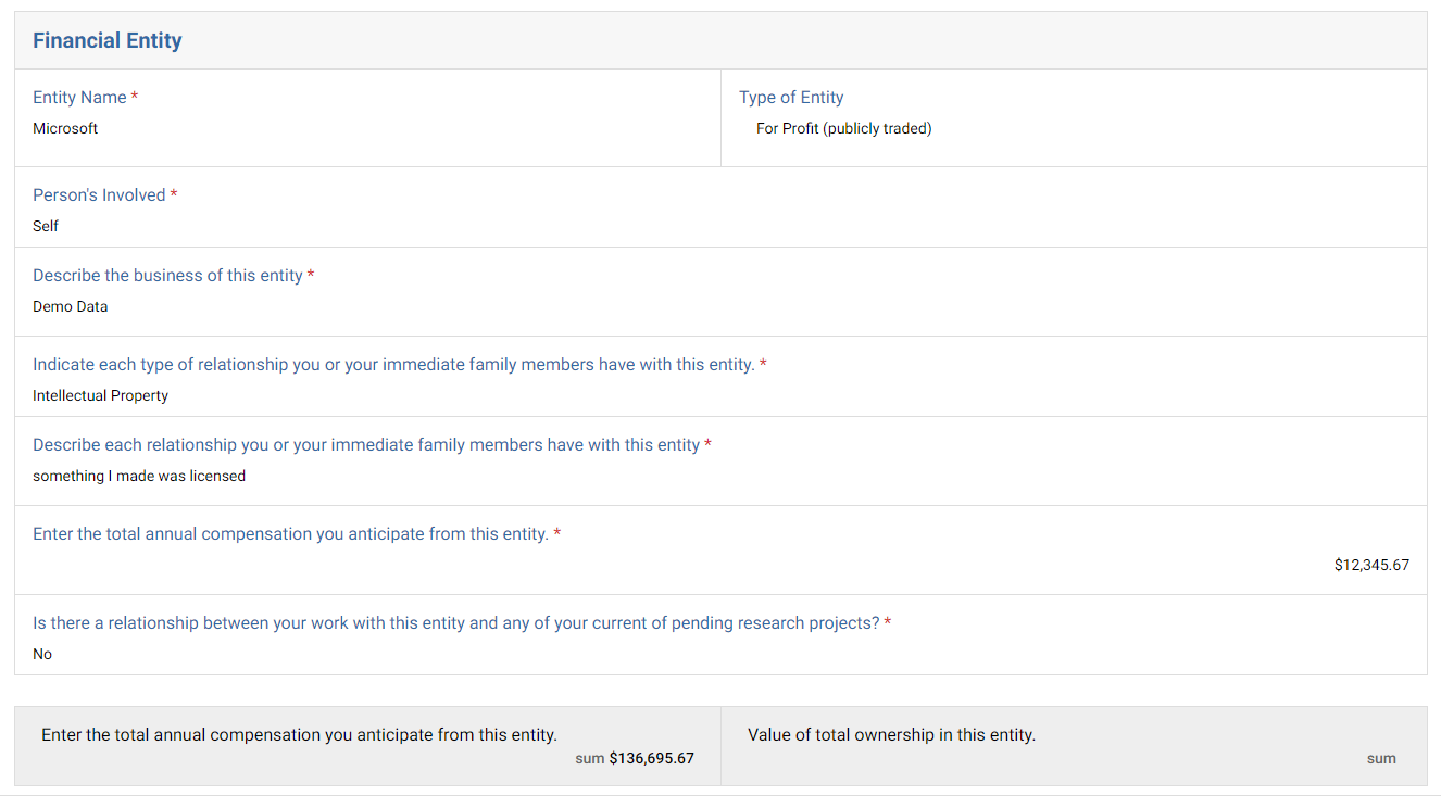 Screenshot of a form