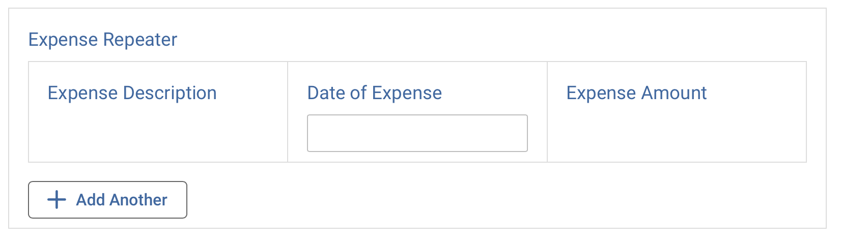 Screenshot of an expense repeater