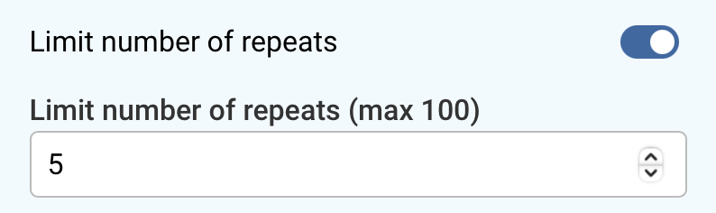 Screenshot showing where to limit the number of repeats