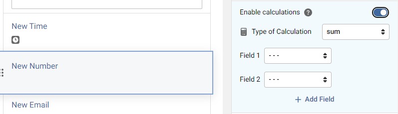 Enable calculation settings on a gadget