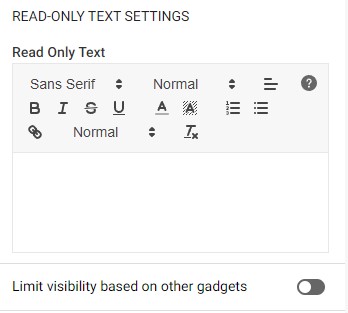 Read only text gadget