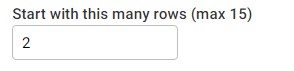 Setting to indicate how many rows to start with