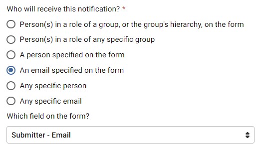 Platform - workflow - An approval will be sent to an email specified on the form