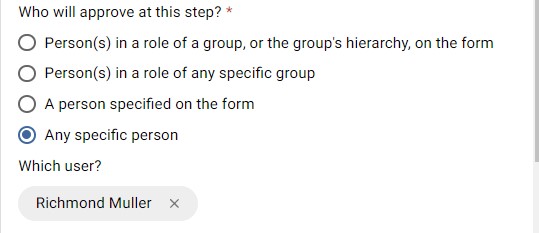 Any specific person who will approve at this step