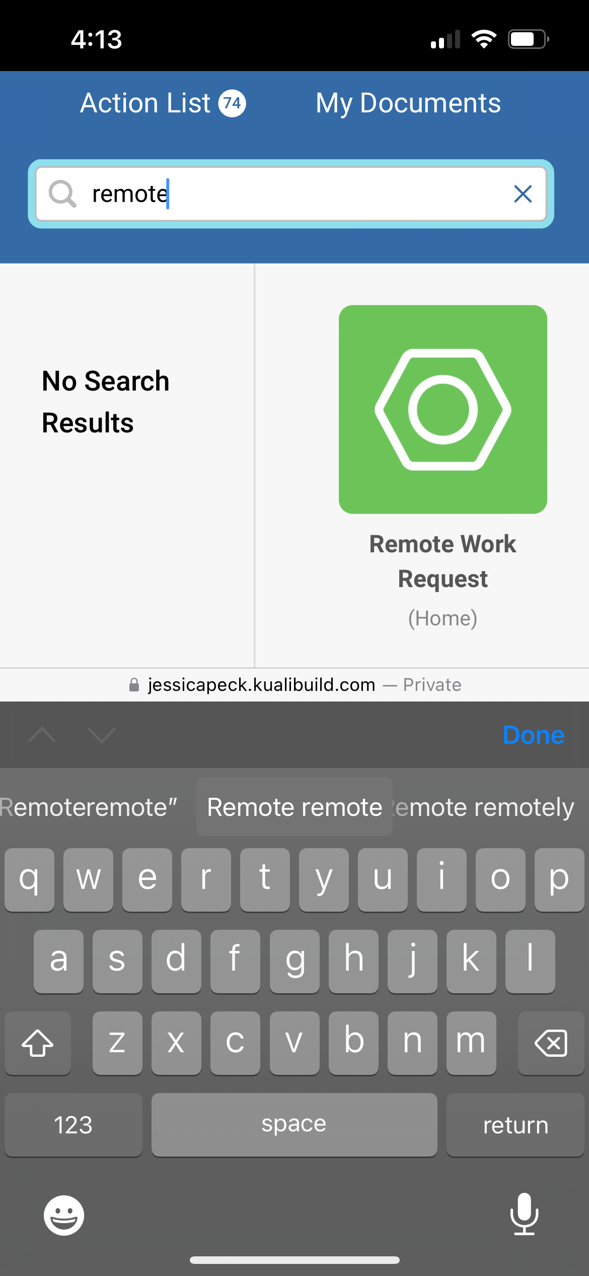 Screenshot of mobile experience