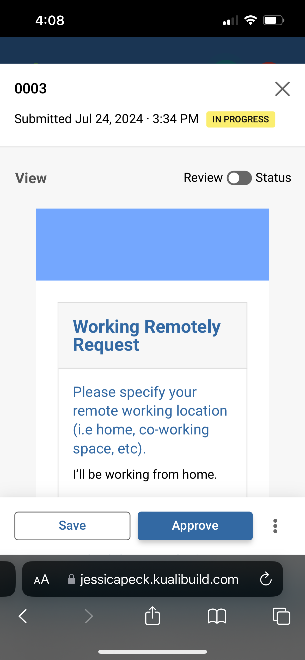 Screenshot of mobile experience