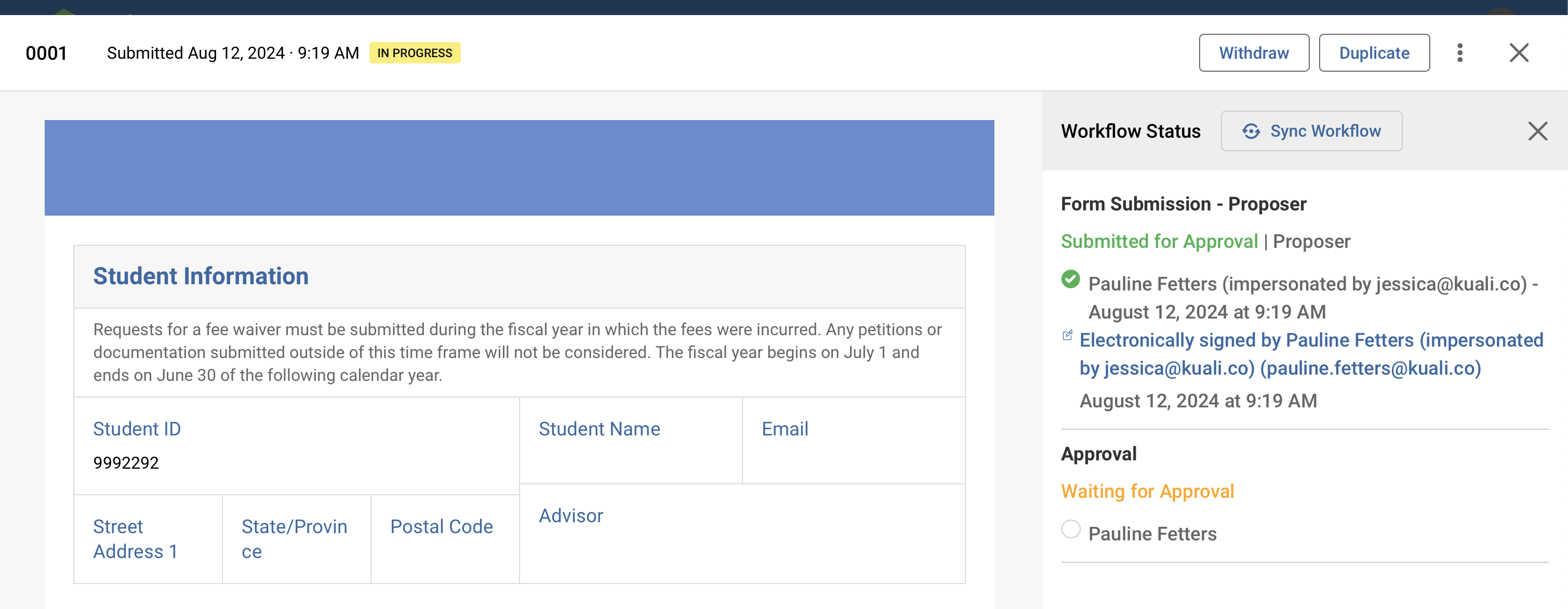 Screenshot with a visible workflow status