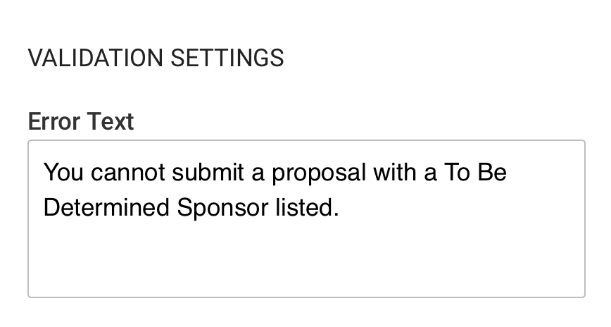 Platform - Validation Error Text