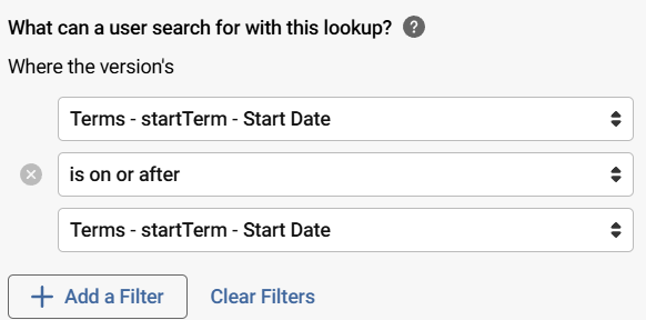 Platform - Student - CM Data Lookup Filtering Options
