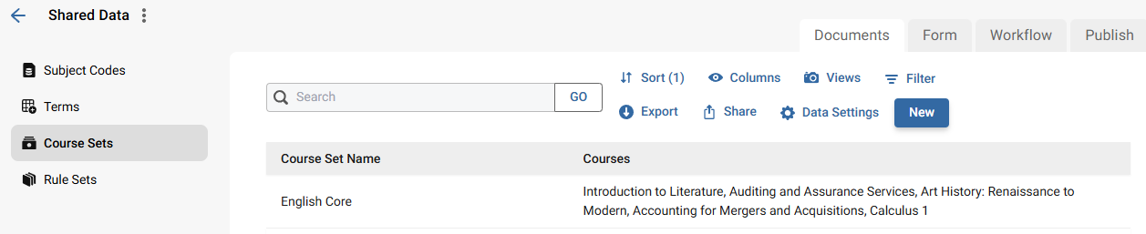 Academic Ops - Course Set document list