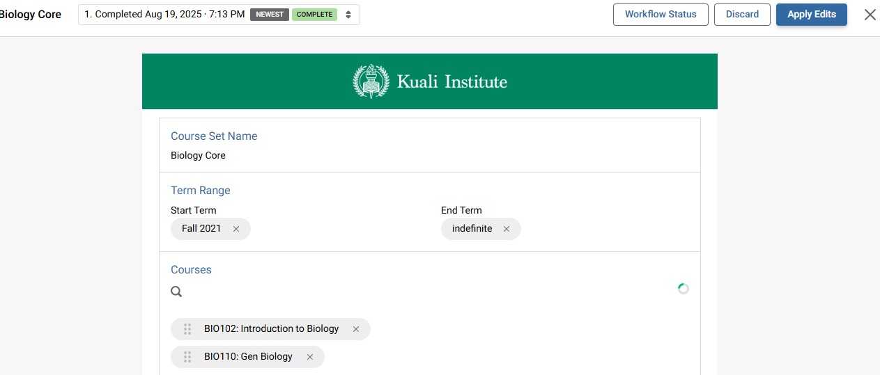 Academic Ops - Course Set in Edit Mode