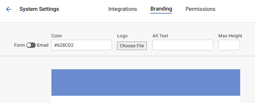 Gif demonstrating how to change the branding color