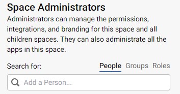 Screenshot of Space Administrator assignment