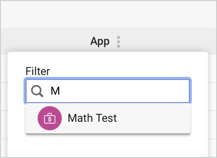 Screenshot of filter options