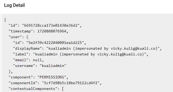 Screenshot of log details