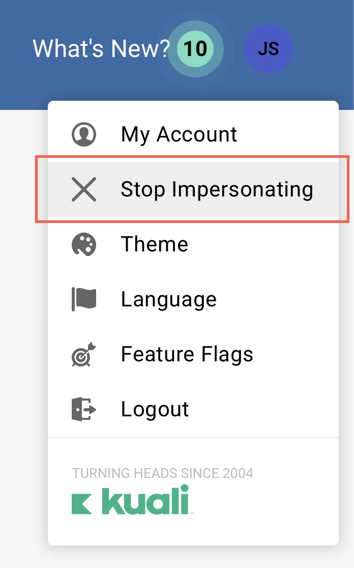 Platform - Stop Impersonating option