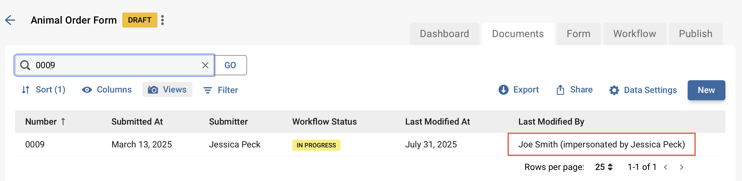 Platform - Document List Impersonation Logging