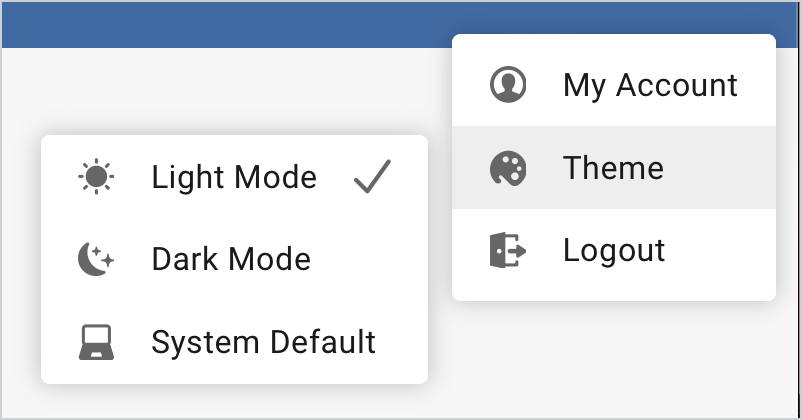 Screenshot showing the theme selection