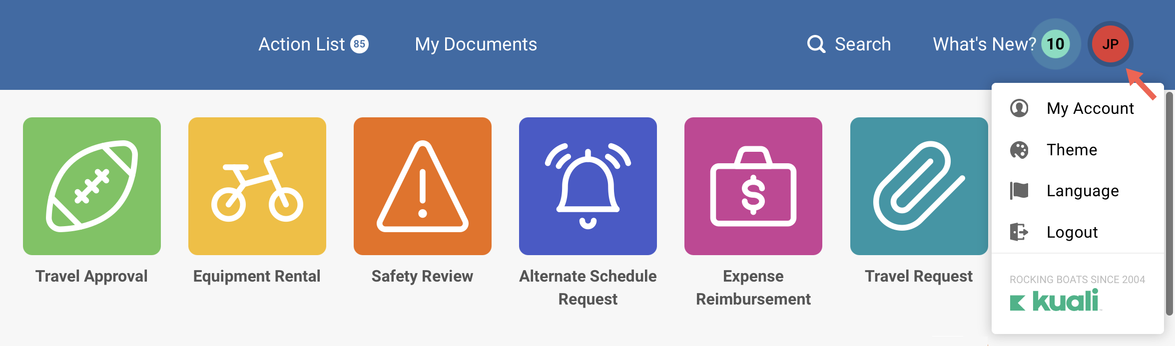 Screenshot showing the user account icon