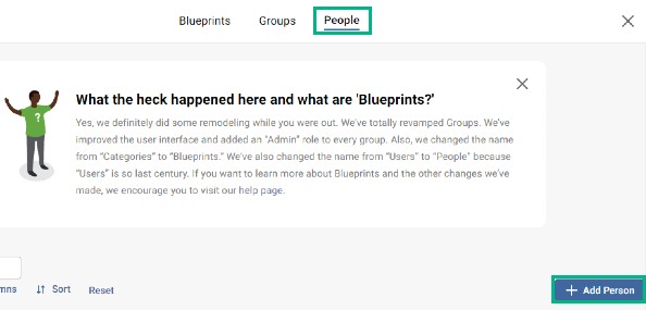 Screenshot indicating the People selection 