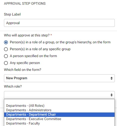 Sample of approval steps using blueprints