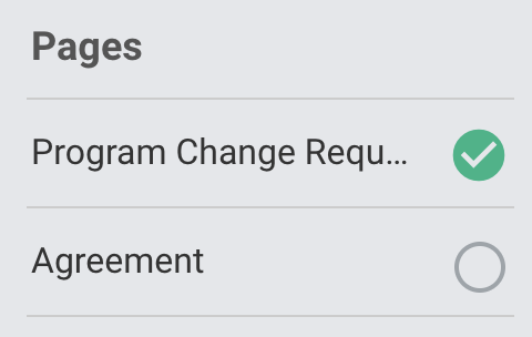 Screenshot showing the currently selected page