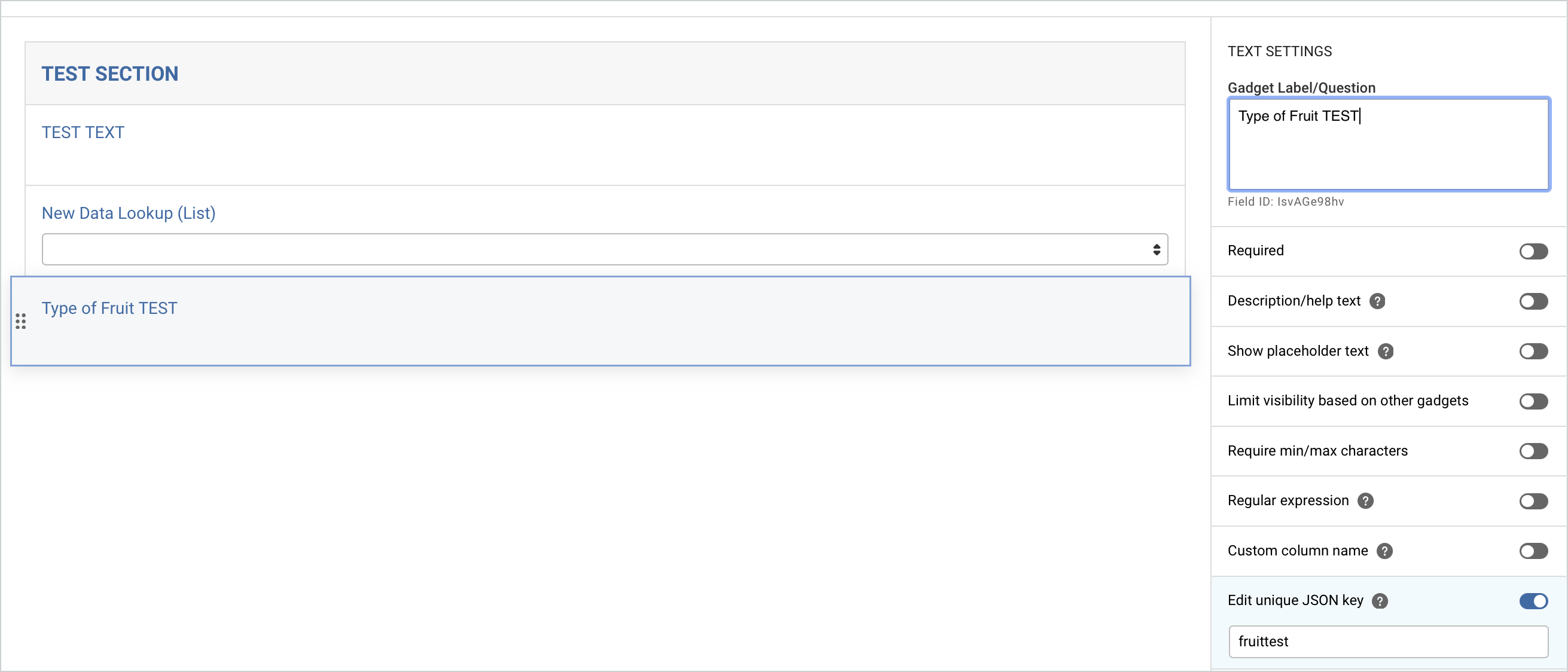 Screenshot of form example