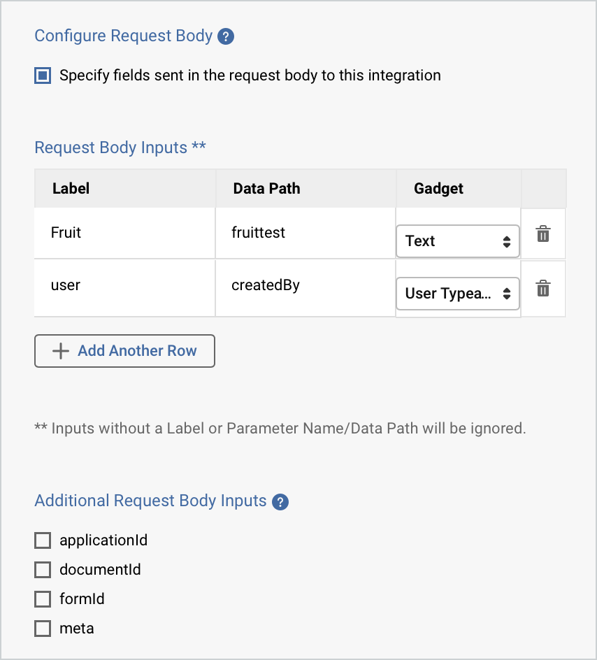 Screenshot of configuration