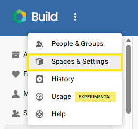 Platform - Build - Spaces & Settings Option