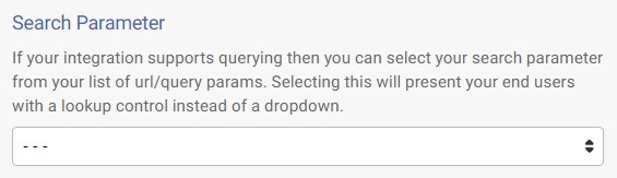 Screenshot of Search Parameter menu