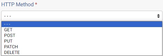 Screenshot showing the HTTP method selections