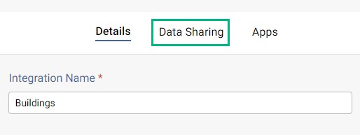 Screenshot of the location of the data sharing tab