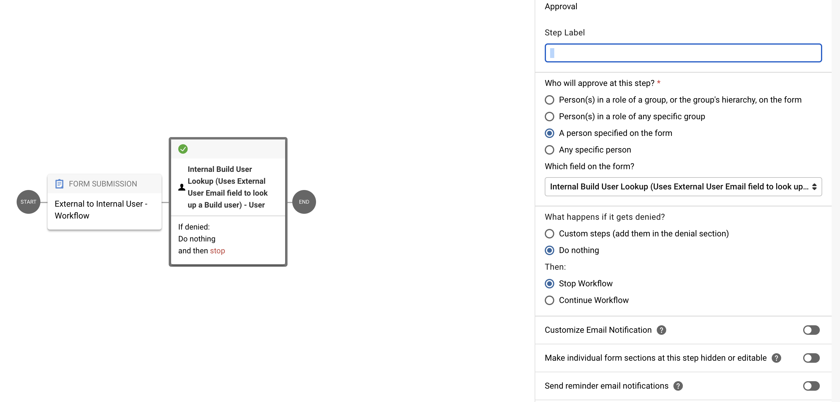 Screenshot adding the step into workflow