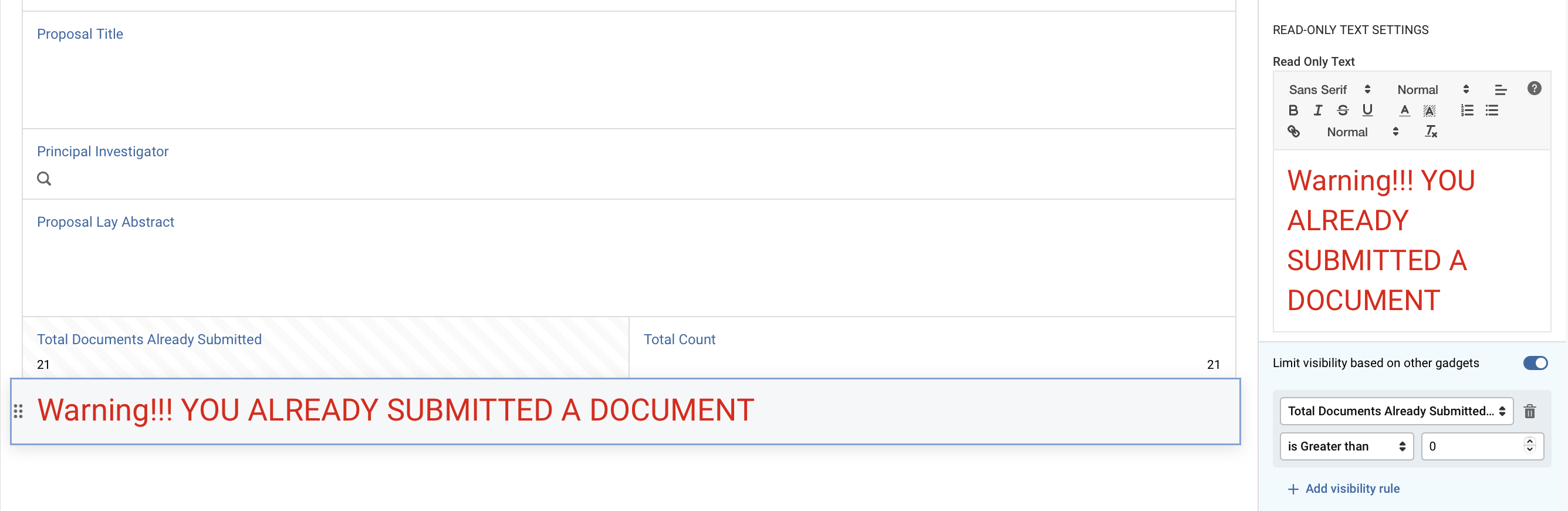 Read-Only Text Gadget Detail