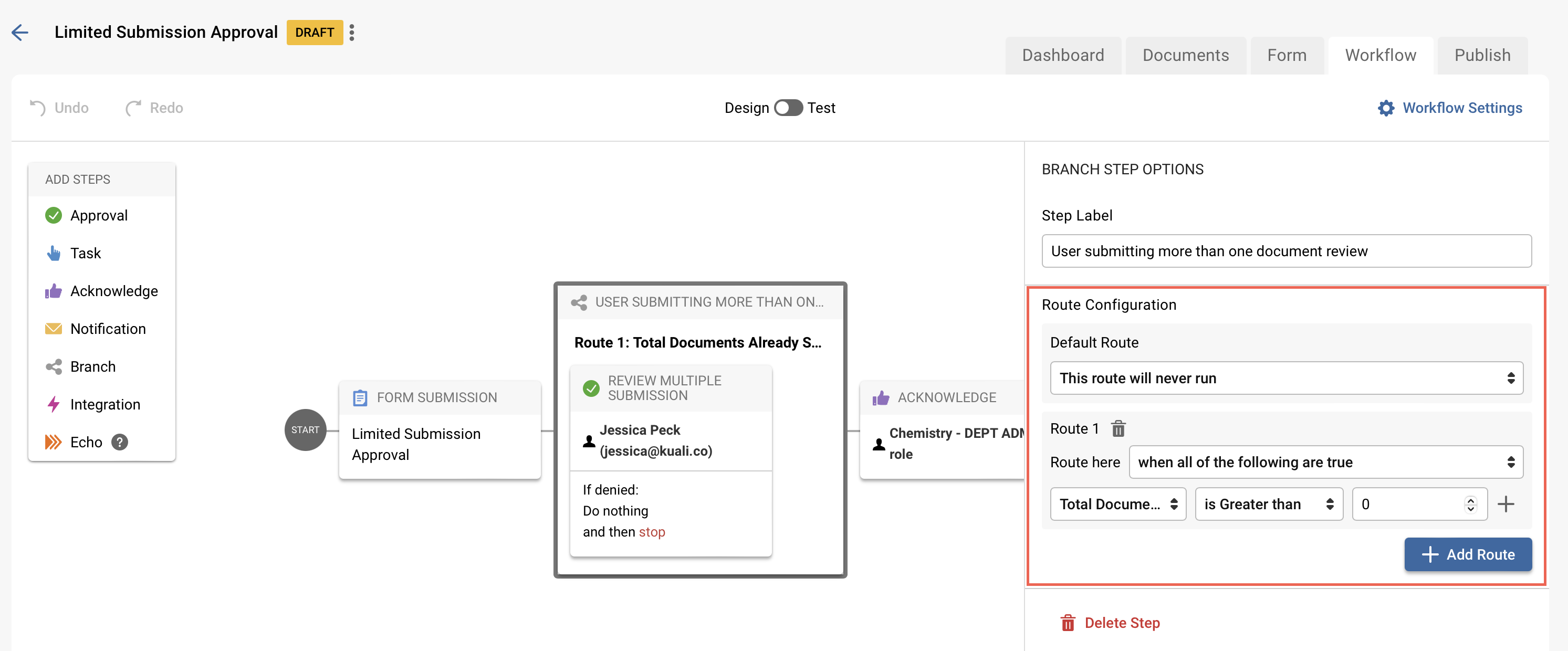 Workflow Branch Step Detail