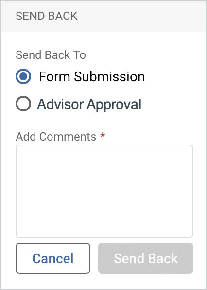 Screenshot showing the send back window