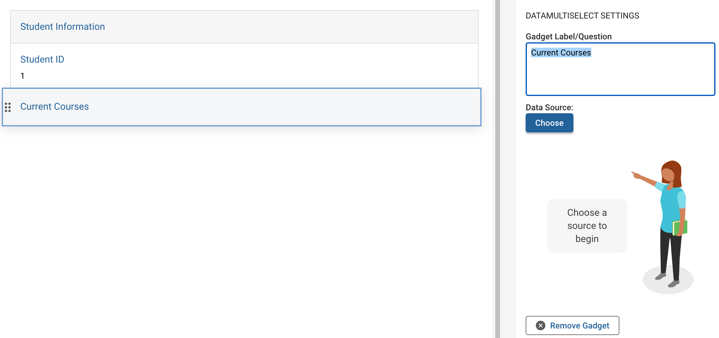 Screenshot of a Current Courses Gadget