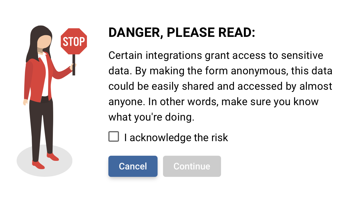 Platform - Enabling advanced lookup gadgets warning for anonymous forms