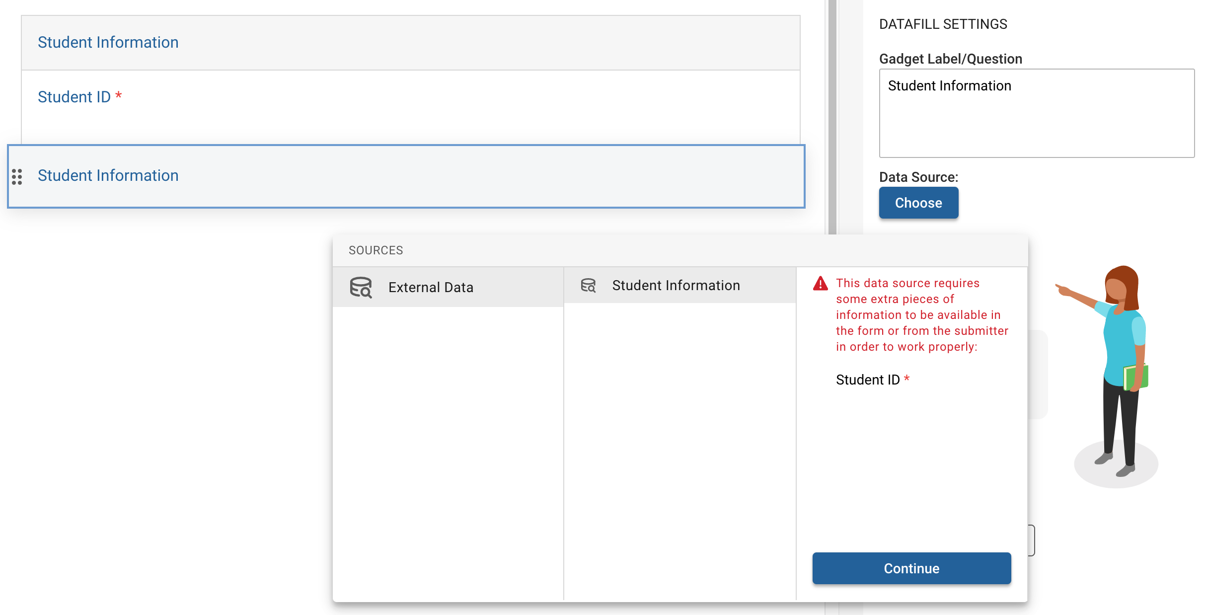 Screenshot  demonstrating adding a data source for a single item lookup