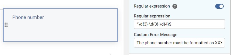 Custom error message