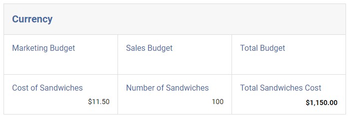 Currency calculation example