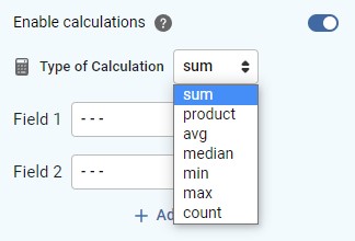 Type of Calculation settings