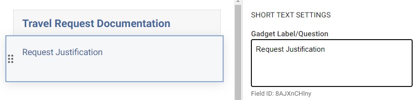 Label applied in the Gadget Label Question field 