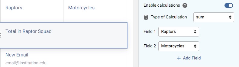 Example of calculation
