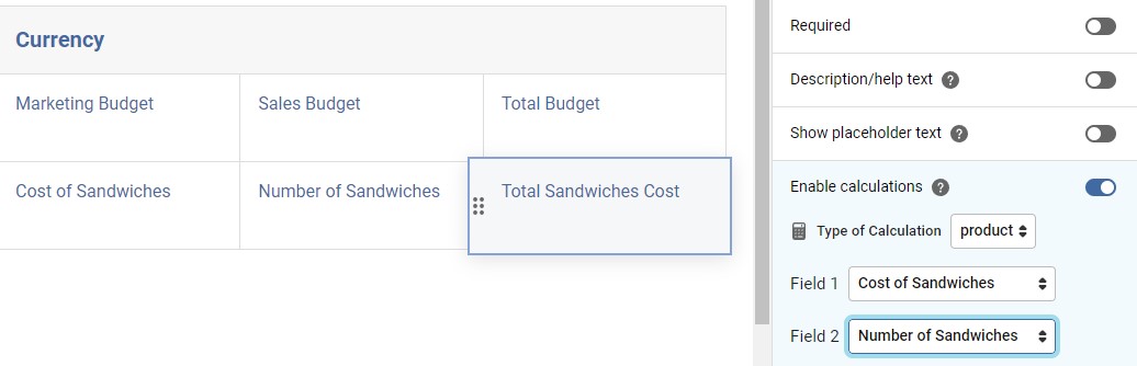 Calculation settings for currency