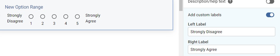 Custom labels as they will appear for the user