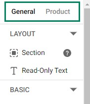 Location of Product and General gadget toggle