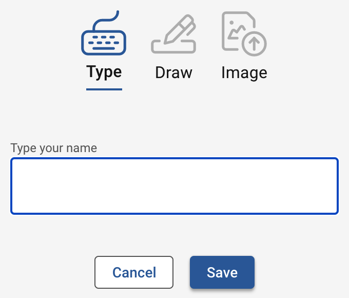 Signature gadget on form for user
